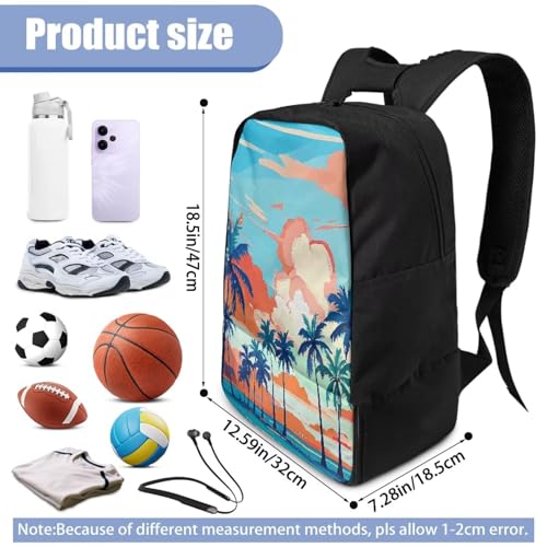 18.5in Basketball Backpack Basketball Bag with Shoe Compartment & Ball Holder, Waterproof Bag for Soccer Volleyball - color: Coconut Tree Anime Print