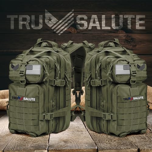 Tru Salute 45L Military Tactical Backpack Large Army 3 Day Assault Pack Molle Bug out Bag Rucksack (Amy Green) - color: Amy Green