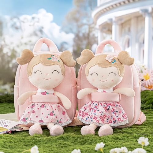 Gloveleya Toddler Backpack Baby Girl Gift Plush Bag Diaper Bag Plush Printed Sakura Backpack - color: A012 Printed Sakura Backpack, size: 9 inches