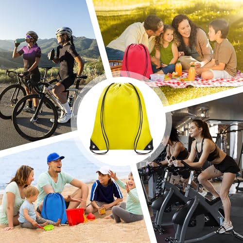 Grneric Drawstring Backpack Bulk 70Pcs String Backpack Drawstring Bags Cinch Bag Sackpack for Men Women Gym(Yellow) - color: Yellow