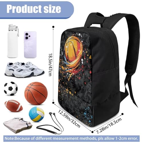 18.5in Basketball Backpack Basketball Bag with Shoe Compartment & Ball Holder, Waterproof Bag for Soccer Volleyball - color: Camouflage Basketball Print