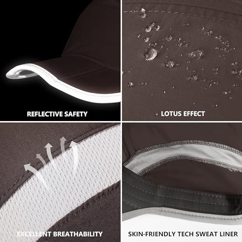 GADIEMKENSD Reflective Folding Outdoor Hat Unstructured Design UPF 50+ Sun Protection Sport Hats for Womens and Mens - color: Coffee Brown