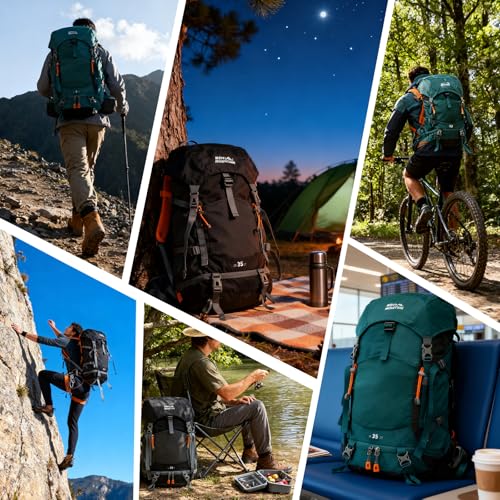 35L Hiking Backpack for Women men,Waterproof Camping Outdoor Backpacking Backpack for Travel lightweight Hiking Trekking Daypack - color: Black