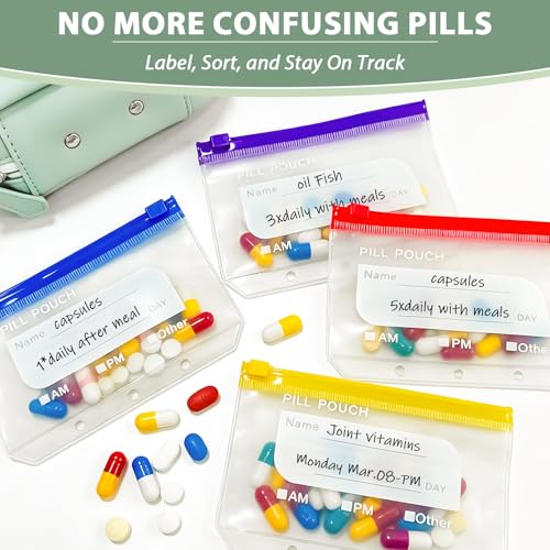 Pill Pouches for Travel, Waterproof Pill Organizer Set Travel Medicine Organizer with 14Pcs Pouches, Reusable Leak-Proof Weekly Pill Storage Case
