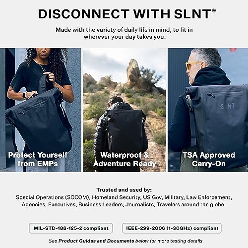 Silent Pocket SLNT Faraday Waterproof Backpack Signal Blocking Dry Bag Protects Against Identity Theft for Work, Travel, Hiking - Blocks RFID, WiFi, Bluetooth, NFC, Cellular, GPS, EMF - size: 20L