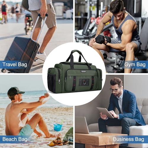 WITZMAN Duffle Bag for Men Large Overnight Carry On Weekender Bag with Shoe Compartment Sports Gym Duffle Bags for Traveling(B719 Army Green) - color: Army Green