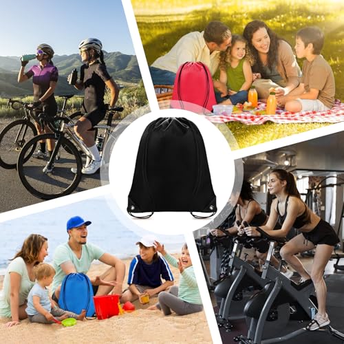 Grneric Drawstring Backpack Bulk 70Pcs String Backpack Drawstring Bags Cinch Bag Sackpack for Men Women Gym(Black) - color: Black