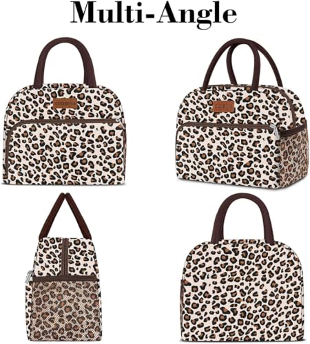Coobiiya Lunch Box Lunch Bag for Women Adults Men, Reusable Cute Lunch bag - Leakproof, Insulated Lunch Box Tote with Large Capacity, Cooler Container for Work/Travel/Office - color: Leopard