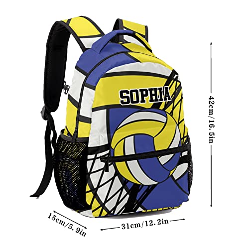 Volleyball Yellow Blue Backpack Personalized Waterproof Casual Daypack Gift for Holiday Birthday - color: Design 4