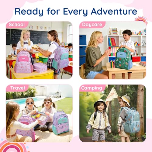 mommore Kids Backpack for Boys Girls 4-8 Kindergarten Elementary School Backpack with Lunch Box - 15” H Fit Folder - color: Butterfly, style: 3 Pcs