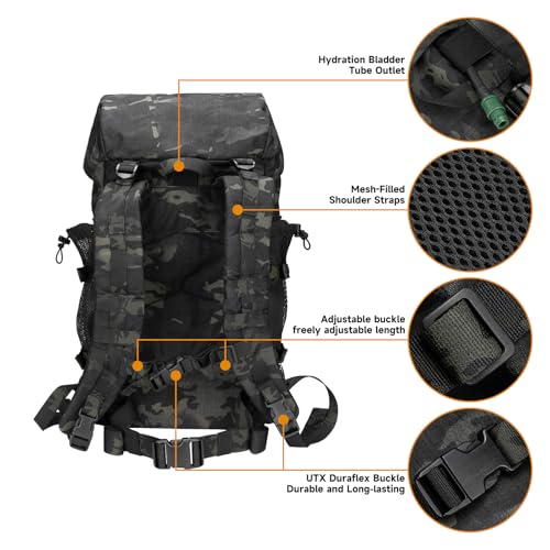 EXCELLENT ELITE SPANKER 40L Camping Hiking Backpack for Men and Women Tactical Military Backpack Large Rucksack for Outdoor Activities Travel Backpacking(MCB) - color: Multicam Black