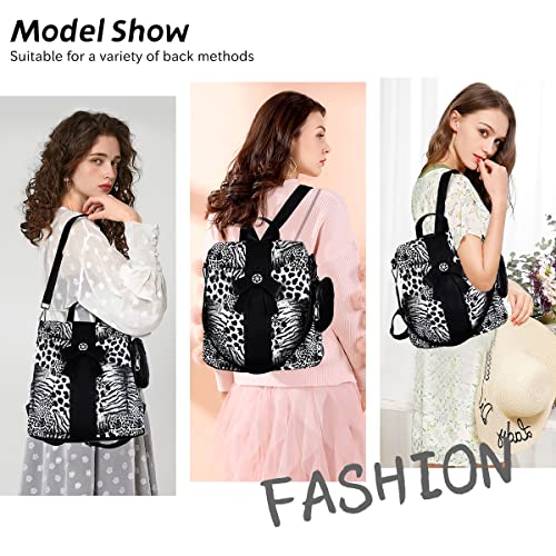 ZOCAI Backpack Purse for Women Fashion Backpack Purses PU Leather Daypacks Anti-Theft Shoulder Bag Satchel Purse - color: Black Leopard