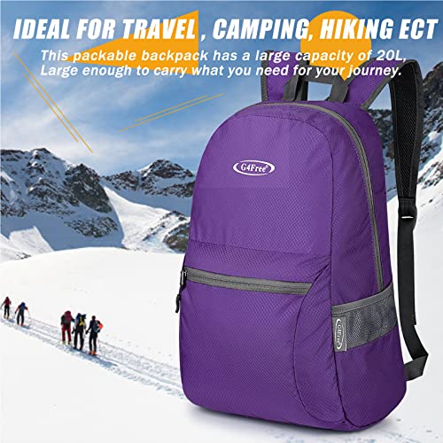 G4Free 20L Small Packable Travel Hiking Backpack for Men Women - color: Purple Update, size: 20L