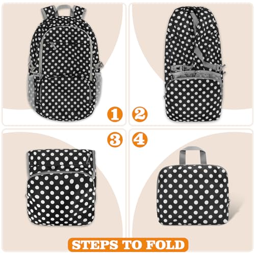 ZOMAKE Lightweight Packable Backpack 30L, Foldable Hiking Backpacks Water Resistant Compact Folding Daypack for Travel(Black,White polka dots) - color: Black,white Polka Dots