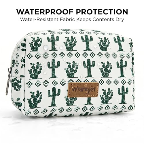 Montana West X Wrangler Travel Makeup Bag Waterproof Cosmetic Bag Portable Makeup Pouch for Women Large Toiletry Bag - color: Green