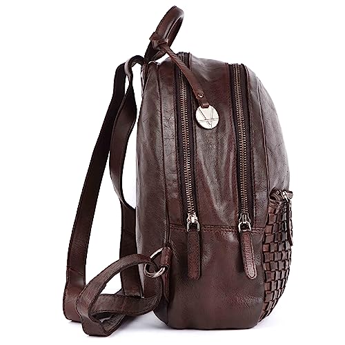 Brown Leather Backpack for Men & Women, 20L Capacity - color: Brown