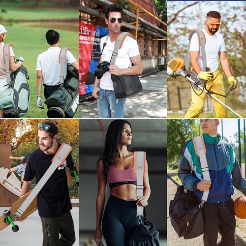 Hseok 60 Inch Shoulder Strap, Ultra-Thick and Padded with Metal Swivel Hooks for Laptop Messenger and Crossbody Canvas Bags - color: Gray Orange