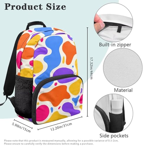 All Over Print Backpack for Women & Men - Abstract Colorful Spot Print 17 In Lightweight Laptop Backpack, Water Resistant College School Bookbag with Side Pockets, Trendy Travel Rucksack - color: Abstract Colorful Spot Print