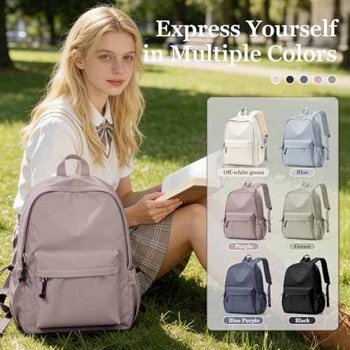 Middle School Backpack For Men Women Simple Backpack For College Students Aesthetic High School Bag Waterproof Bookbag For Teens Girls Boys(Green) - color: A5-purple