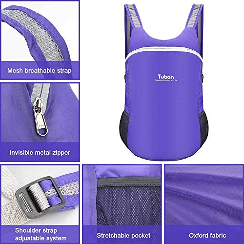 Ultra Lightweight Packable Water Resistant Backpack for Travel Camping Outdoor Hiking Daypack - color: Purple