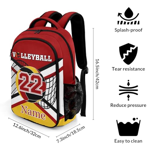 Red Gold Volleyball Shoulders Bag Backpacks Casual Daypacks for Women Men Sports Party - color: Muilti 23