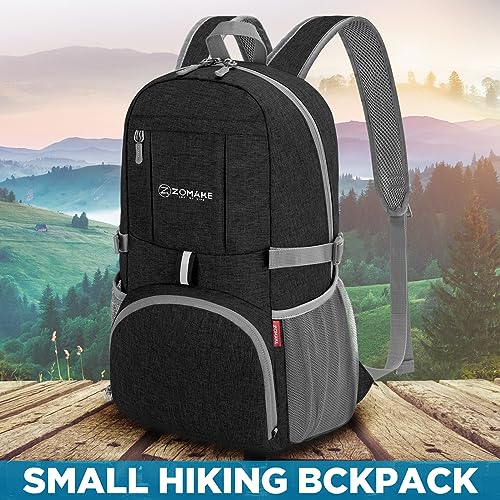ZOMAKE Ultra Lightweight Packable Backpack 25L,Small Foldable Backpacks Hiking Water Resistant Collapsible Daypack for Women Men(Black-B3) - color: Black-b3, size: 25L