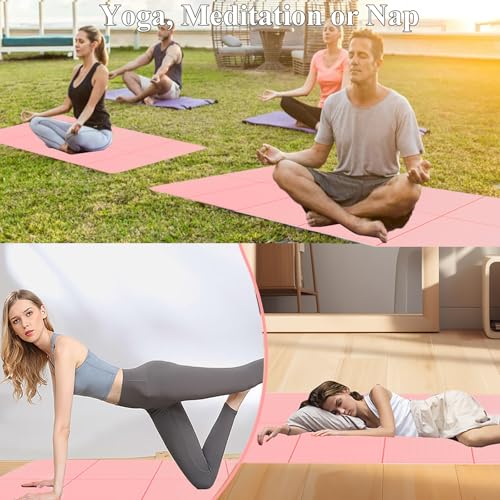 Yoga Mat for Travel, Non-Slip Yoga Mat, Exercise Mat 1/4" Thick Yoga Mat Foldable, Perfect for Pilates, Outdoor & Travel, TPE Anti-Slip Yoga Mat with Carry Bag - color: beige