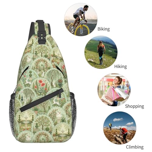 Sling Backpack Unisex Crossbody Chest Bag Shoulder Chest Bag For Women Men Hiking Travel - color: Garden Bunny