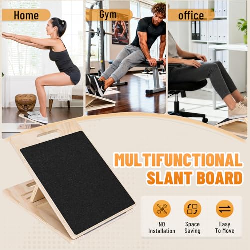 Adjustable Slant Board for Calf Stretching,Calf Stretch Incline Plate for Exercise, Squats and Physical Therapy,Foot and Ankle Physical Therapy & Leg Stretching & Tool for Back and Leg Pain Relief