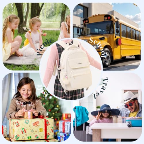EKUIZAI Kids Backpack for Girls Middle School Backpack for Teen Students Solid Kids Bookbag with Star Embroidery, Pink - color: A-pink