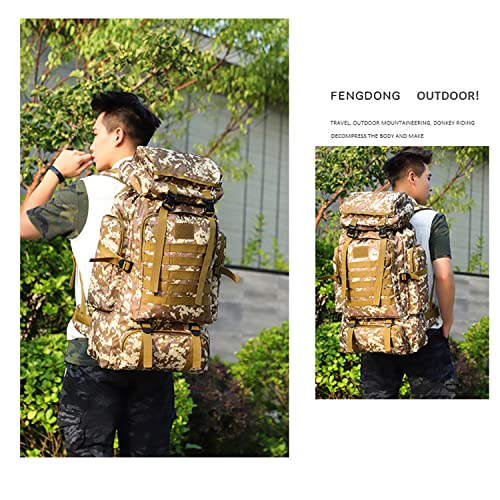 YFREAL 80L Hiking Camping Backpack,Hunting Backpack for Outdoor,Backpack Waterproof,Tactical Backpack for Men Women - color: Yellow