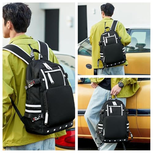 Basketball Player 23 Backpack Laptop Travel Bag Men's Women's Teenage Schoolbag (black- white) - color: Black- White