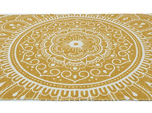 Hand Woven 100% Cotton Yoga Mat- Thick Handloom Made in India- for Gym Floor Exercise - Runner for Bedroom - color: Yellow