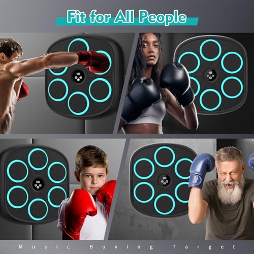 Music Boxing Machine, Wall Mounted Punching Bag with Bluetooth, Boxing Training Workout Equipment with Gloves, Ideal Gift for Kids and Adults, Home, Office and Gym - color: Black