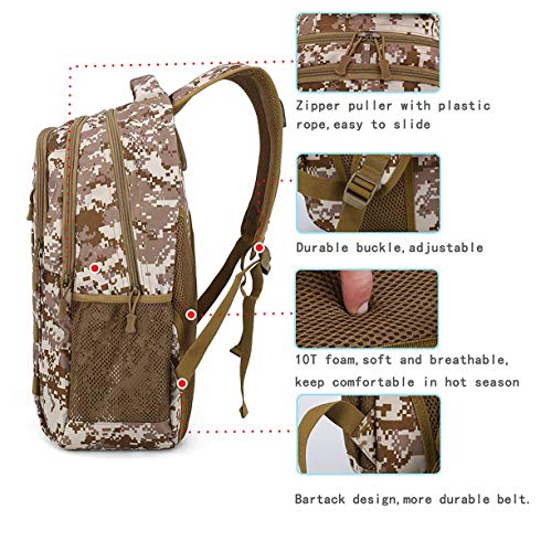 4land Camo Backpack for Boys,Army Boys Backpacks for Elementary Middle School Military,Camouflage Bookbag 40L - color: A-de