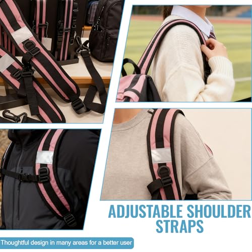 PAASTAl Backpack Straps,Relacement Adjustable Padded Shoulder Straps for Bag, with Metal/Plastic Clips. - color: Pink Plastic