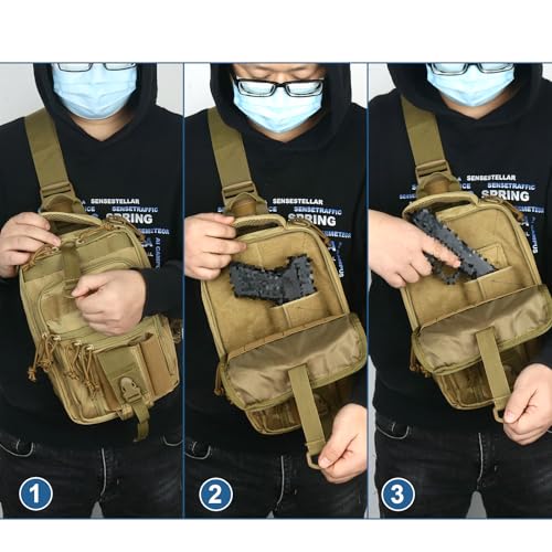 DegeTMVe Dual Pistol Holster Chest Bag Concealed Carry Sling Crossbody Tactical Gun Convertible Backpack Shooting Hunting - color: Khaki