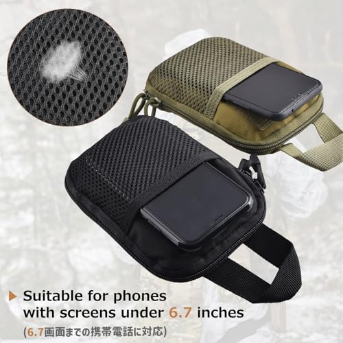 Azarxis Molle Pouches, Tactical Compact EDC Small Utility Pouch Waist Bags Sundries Storage Admin Organize Gear Gadget for Military Backpack - color: #06 Black - 7.09"x5.51" - 2 Pack