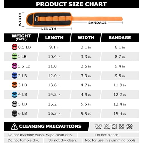 Ankle Weights for Women, Men and Kids - 1/2/3/4/6/8/10/12/15/20 LBS 1 Pair Strength Training Wrist/Leg/Arm Weight with Adjustable Strap for Jogging, Gymnastics, Aerobics, Home Fitness, Physical Therapy - style: 6Lbs Pair (3lb x 2) - Orange