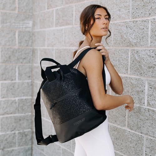 VOORAY 23L Flex Cinch Drawstring Backpack – Lightweight Travel Bag, Weekender & Sports Gym Bag for Women and Men - color: Black Foil