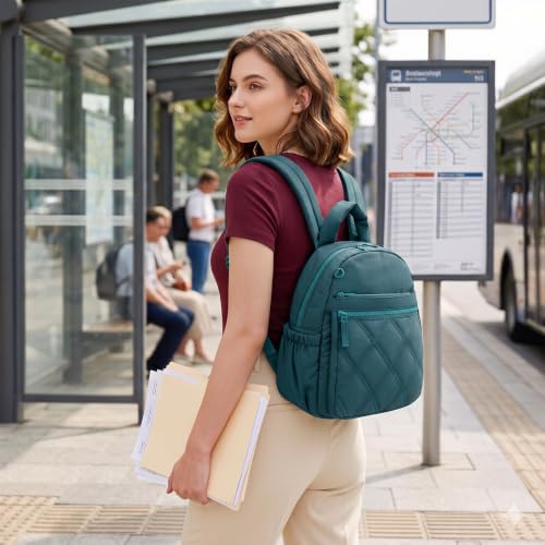 Mini Backpack for Women, Lightweight Puffer Small Backpack Purse - color: Peacock-blue