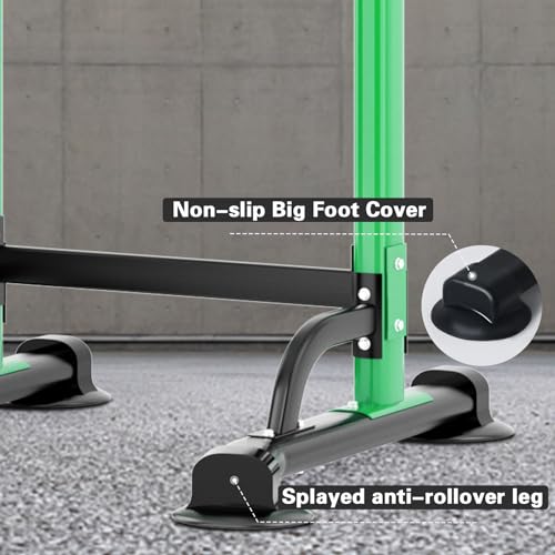 SogesPower Power Tower Dip Station Pull Up Bar for Home Gym Adjustable Height Strength Training Workout Equipment,Pull Up Bar Station - color: Green