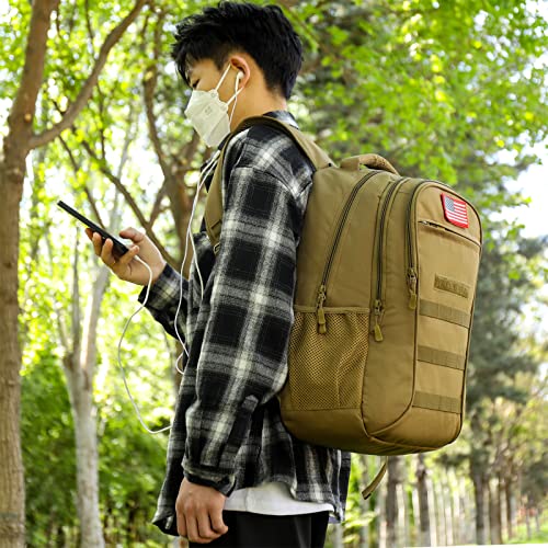 4land Camo Backpack for Boys,Army Boys Backpacks for Elementary Middle School Military,Camouflage Bookbag 40L - color: C-brown
