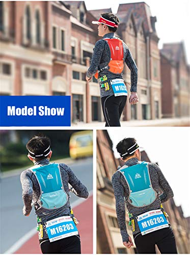 5L Lightweight Running Backpack Outdoor Sports Trail Racing Marathon Hiking Fitness Bag Hydration Vest Pack - color: Orange +1.5L Water Bladder