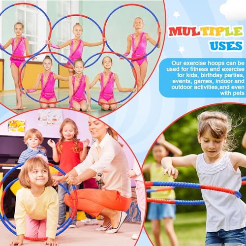 Vinsot Toy Hoop Detachable Plastic Hoops Exercise Equipment Toy Adjustable Rings for Sports Party Game Dance Pet Training - color: Red,Blue