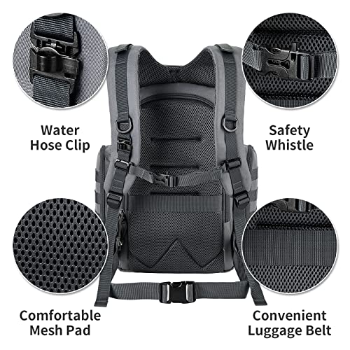 SHARKMOUTH Diaper Bag Backpack for Dad and Mom, Military Molle diaper Pack with Insulated Bottle Holders and Wipe Pocket - color: Gray