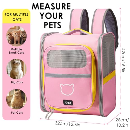 Vivicreate Cat Backpack Carrier for Dogs and Cats Kittens Rabbits, Foldable Mesh, Cat Carrier Backpack 15 Lbs, Pet Backpack Carrier for Walking, Camping and Cycling (Pink) - color: Pink