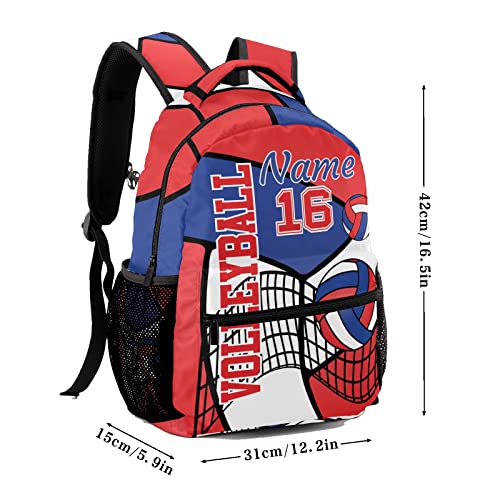 Personalized Volleyball Blue Red White Waterproof Backpack with Name Text for Women Men Gift - color: Backpack 19