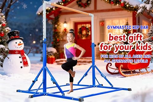 Marfula Gymnastic Bar For Kid and Teenage of 3-25, 5Ft/8 FT Base Length 4Ft Width 5Ft Adjust Height, Gymnastic Kip Bar For Gymnast, Gymnastic Training Equipment For Professional Training Home Club Use - color: Blue(5 Ft Base)
