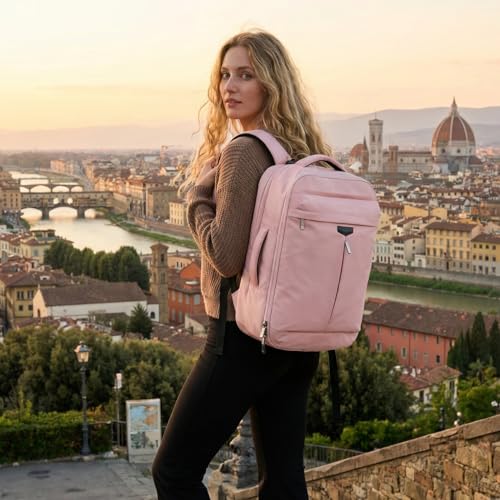 Timeet Travel Backpack for Women Men, 32L 4 In 1 Carry on Luggage Backpack, TSA Friendly Flight Approved 17 Inch Laptop Backpack, Waterproof Travel Bag for Work School Camping Hiking, Dusty Pink - color: Dusty Pink